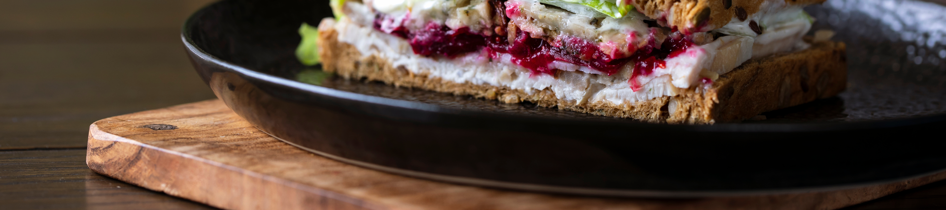 A stack of sandwiches made using Christmas leftovers